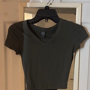 Wild Fable Dark Green V-Neck Crop Top